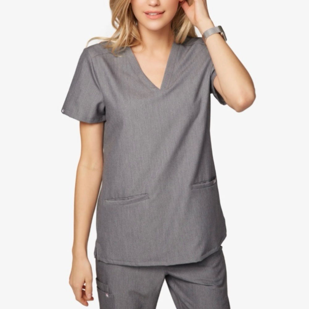 FIGS Casma Three-Pocket Scrub Top in Graphite